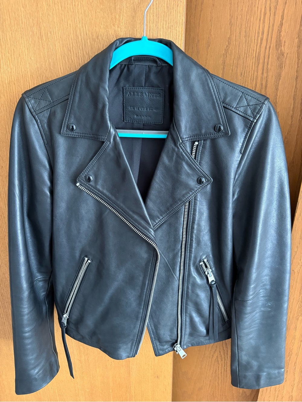 All Saints Black Leather Biker Jacket
